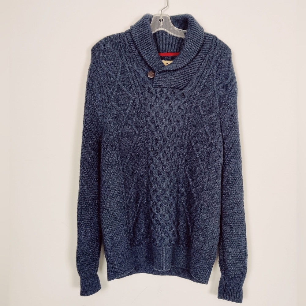 Wind River Men's Chunky Cable Knit Sweater Pullover Size Medium Blue Nautical